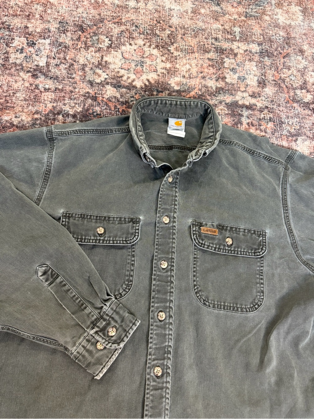 Carhartt S09 Oakman Work Shirt XL Discontinued Faded Distressed Workwear Large